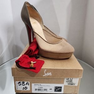 Christian Louboutin Aragna Natural Beige Pumps Platform Heels  Size 40